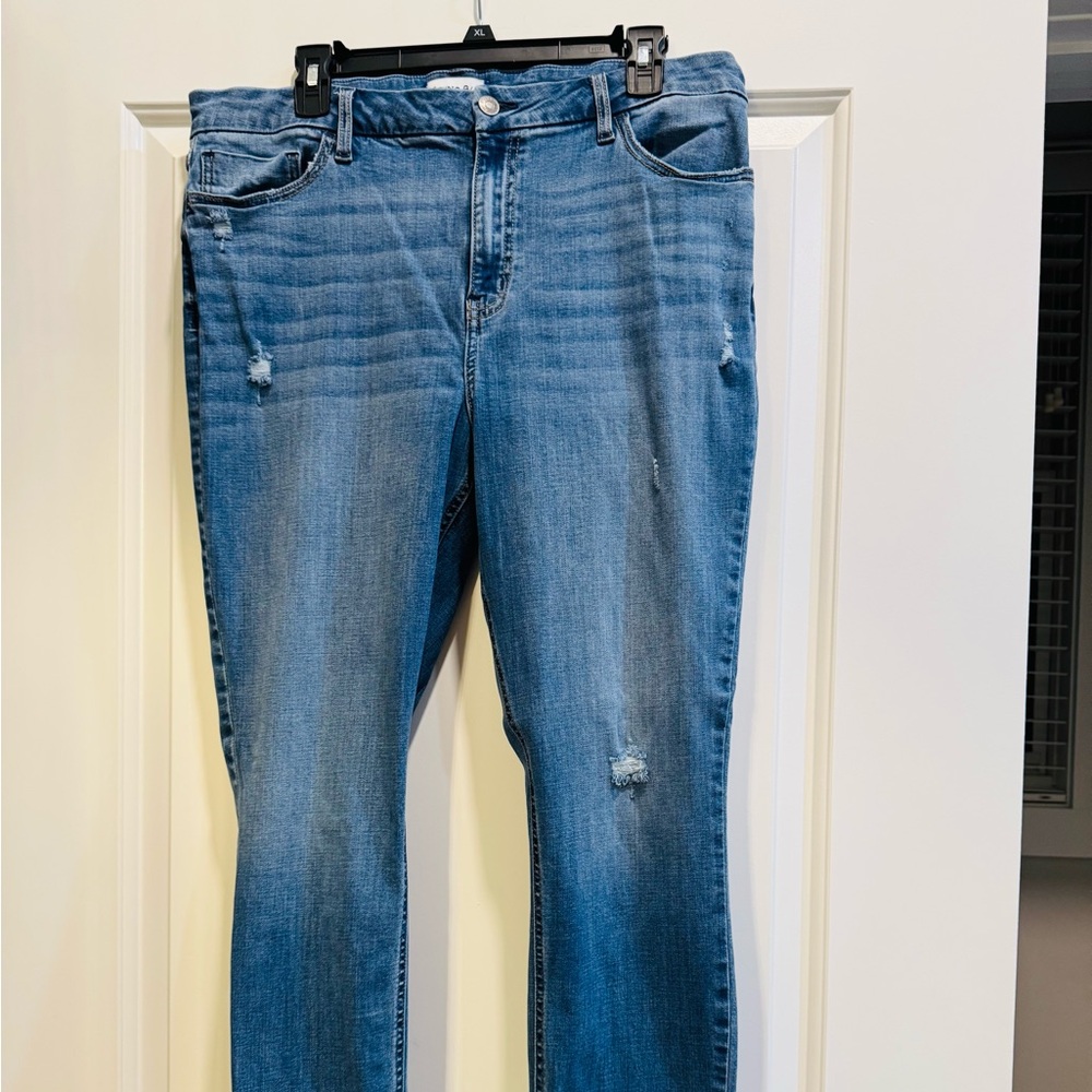 Studio Skinny Jeans in Mid Blue with Light Distress